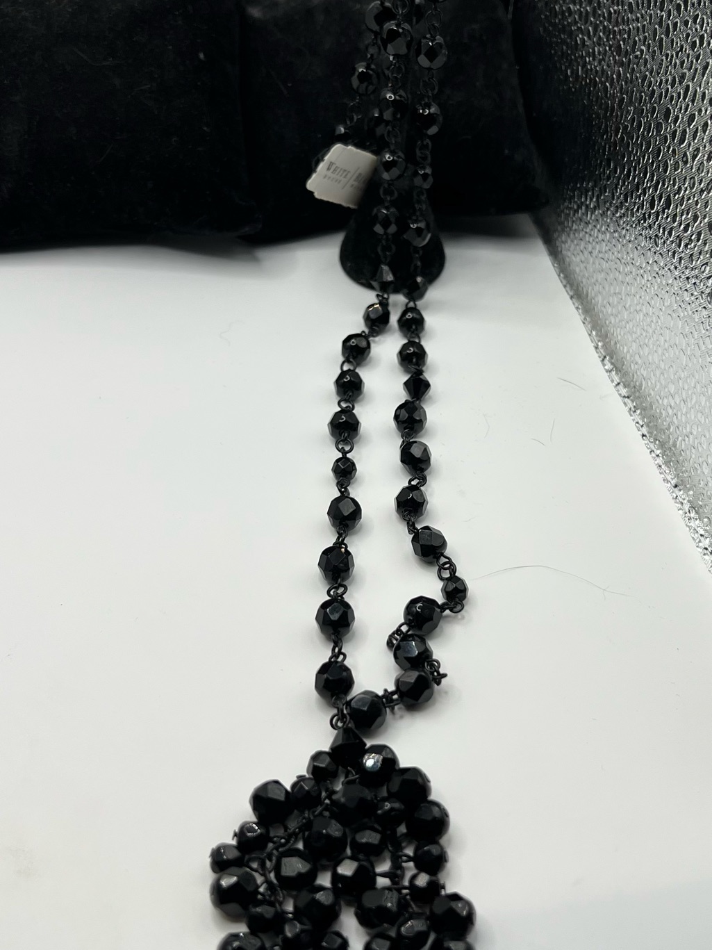 White House Black Market Black Faceted Bead Pendant Necklace